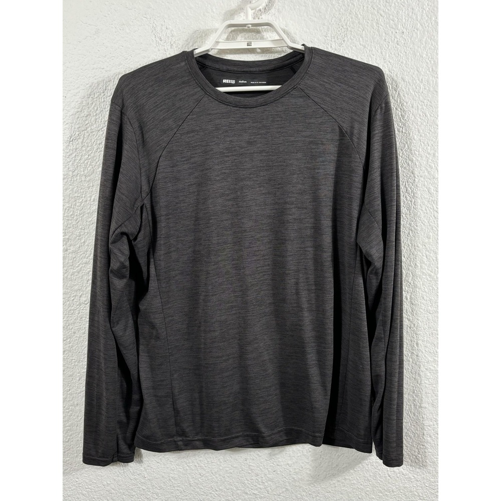 REI Co-op Shirt Mens Medium Gray Long‎ Sleeve Performance Crewneck Raglan Tech